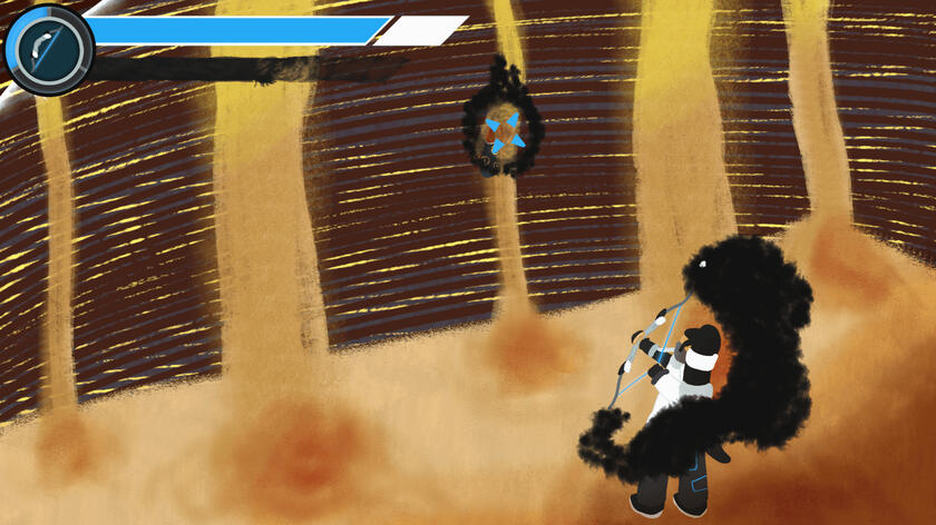 A conceptual boss battle art piece for my Familiar project, featuring the Time Familiar boss battle.